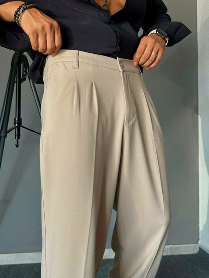 Beige baggy korean pants