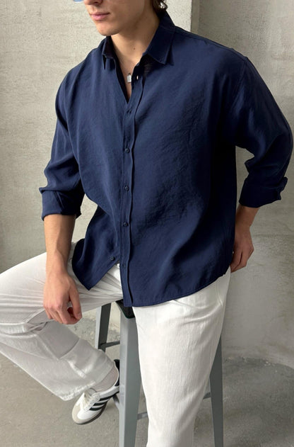Navy blue linen shirt