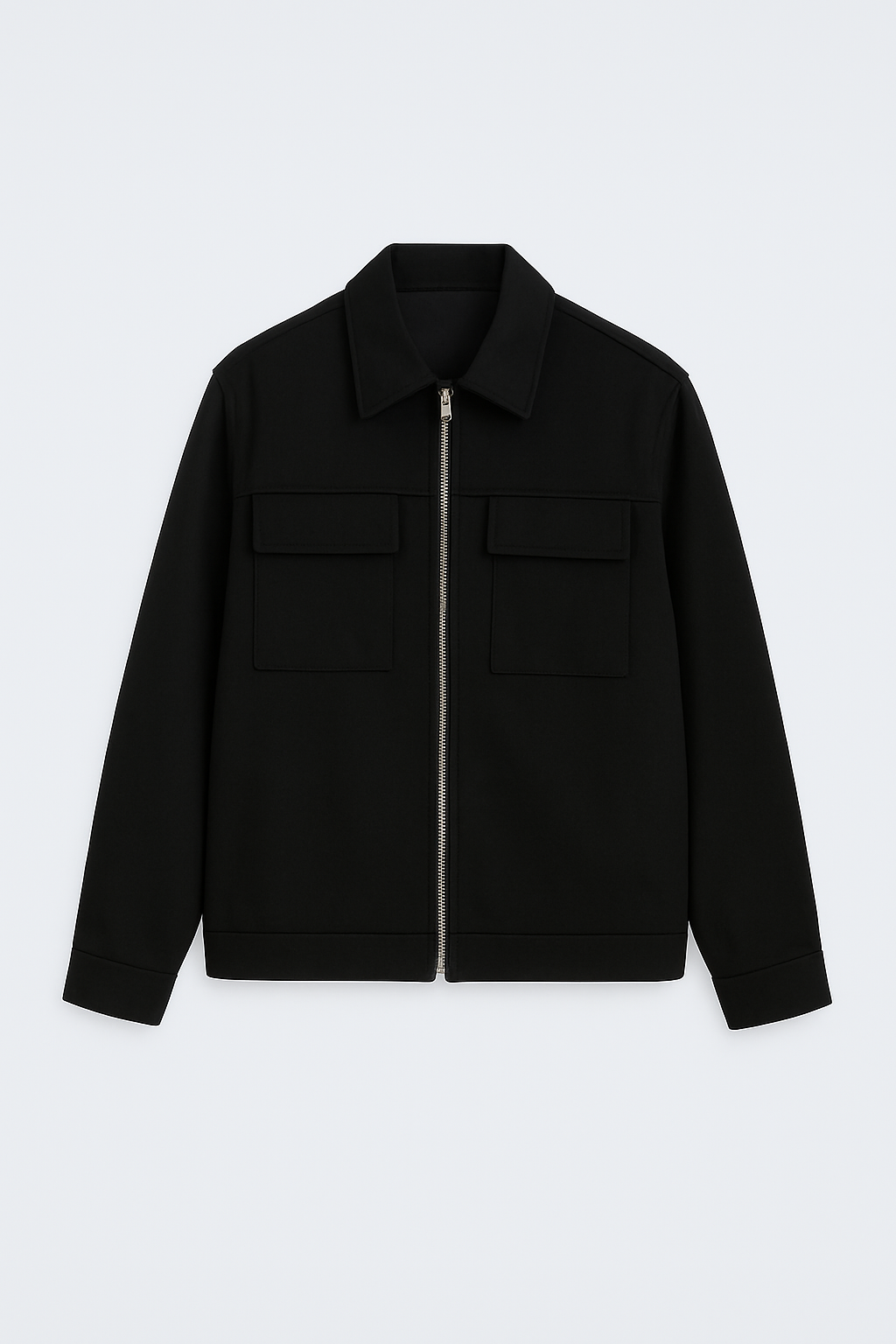 Black fleece jacket with cargo pockets